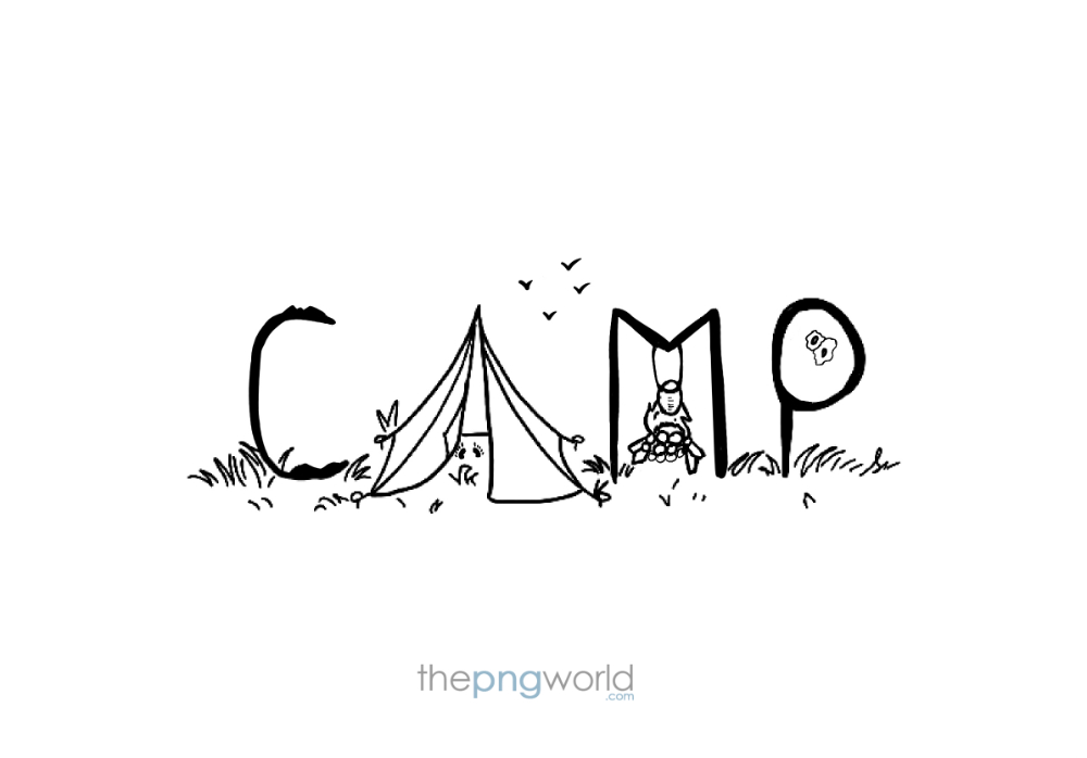 Camping Fun travel,vacation,tracking,lazy,season,baggage,bag,drinks,black,lineart,sketch,goggle,status,art,fun,handmade,illustration,vector